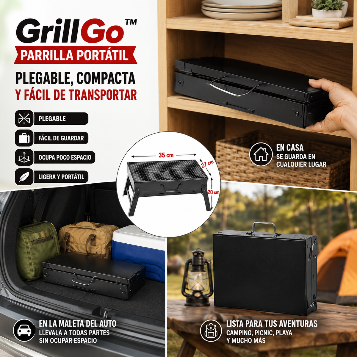 GrillGo™ – Parrilla Portátil Plegable