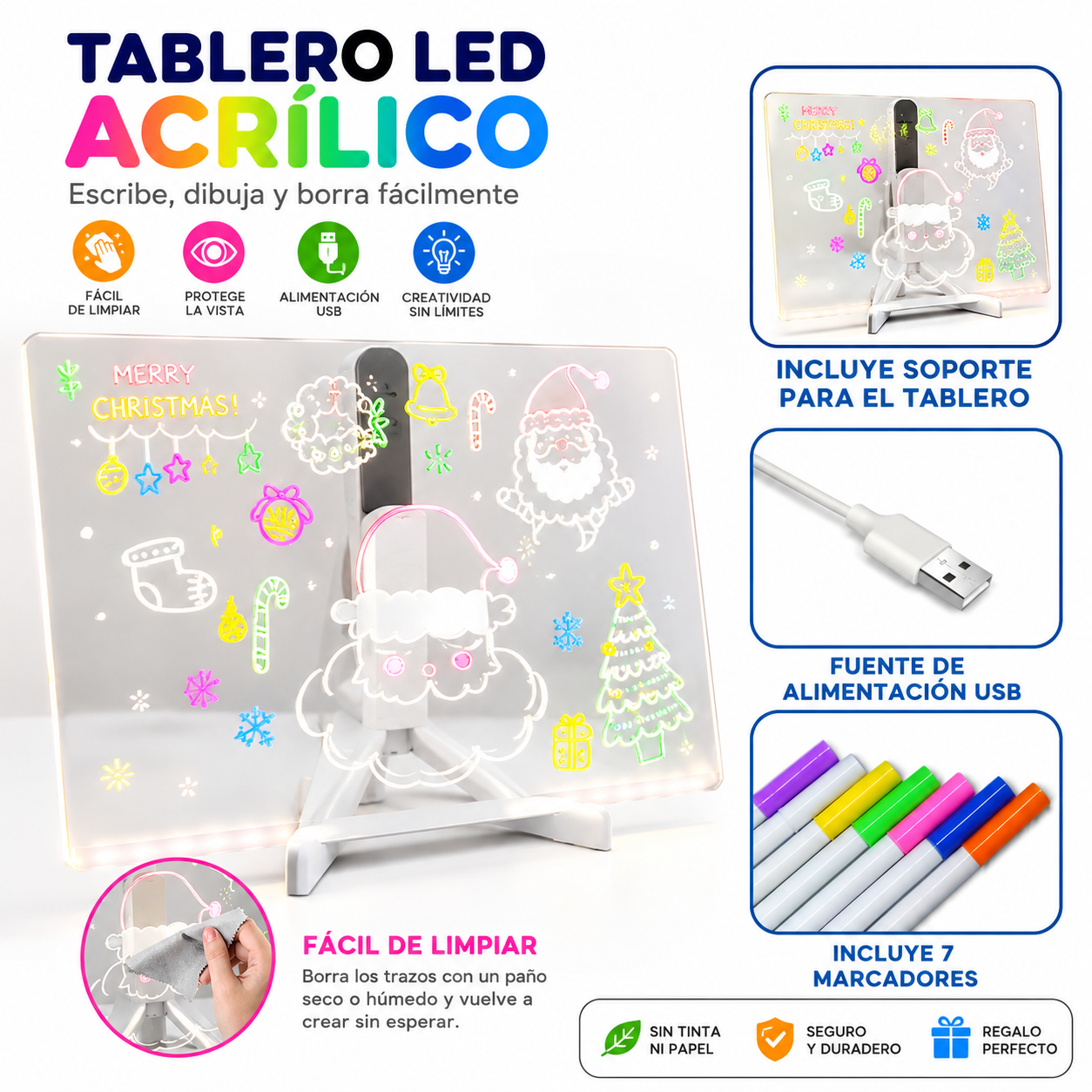 GlowBoard™ LED -Pizarra Magica Luz Led USB