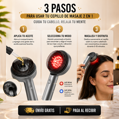 Cepillo Masajeador Cabello Terapia Luz