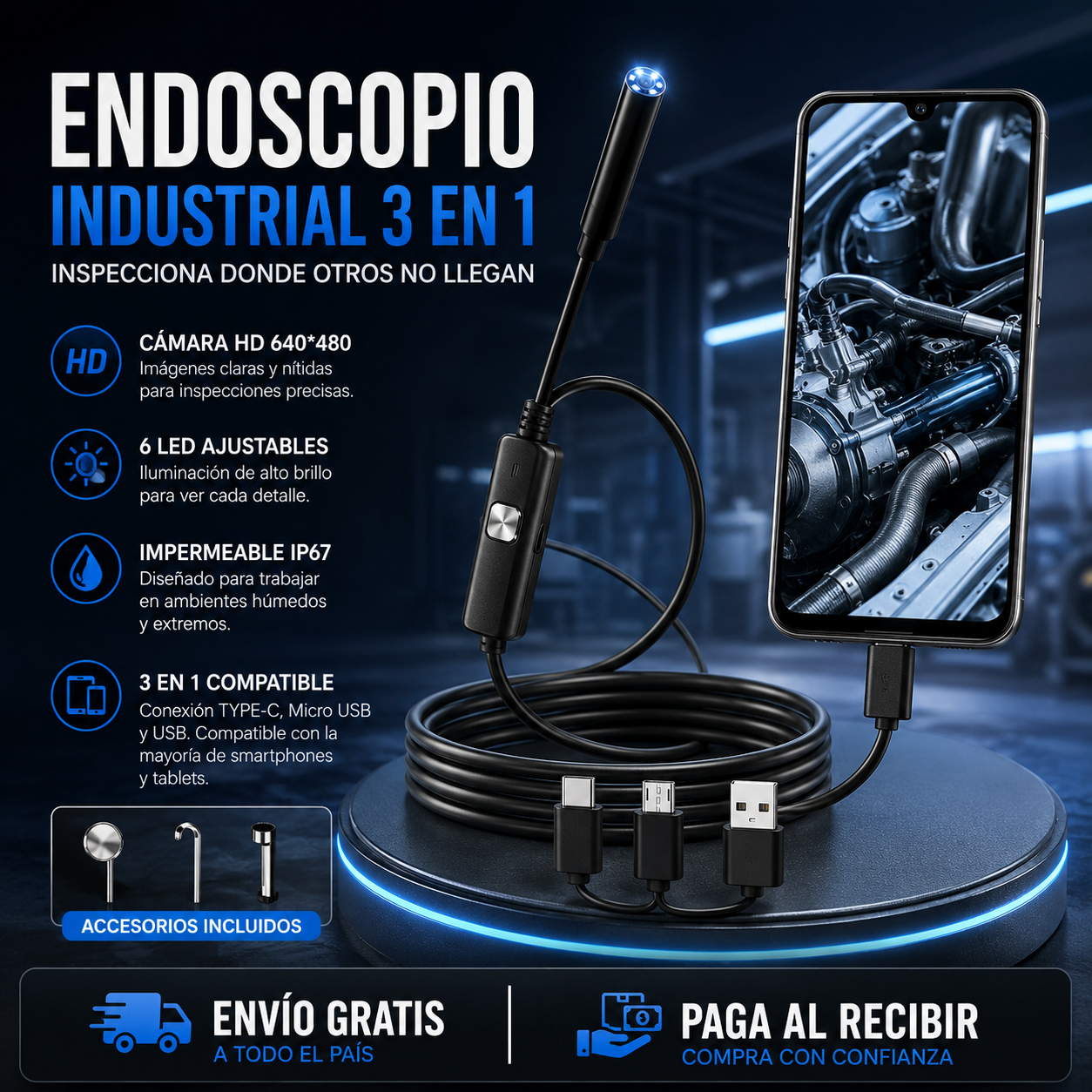 Camara Endoscopio Digital para Smartphone
